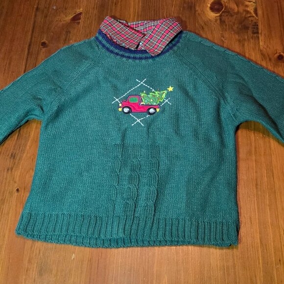 BT Kids Boy 5 2pc Green Sweater Red plaid shirt NWT - Picture 11 of 11